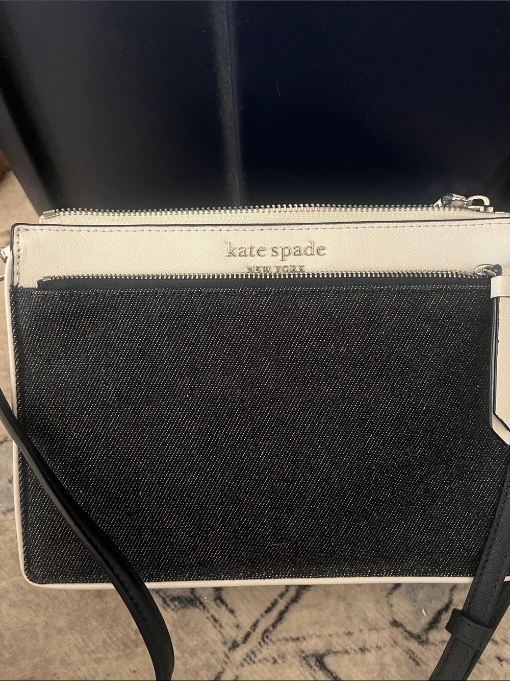 kate spade denim and White Colorblock Crossbody Bag, EUC - Picture 5 of 5